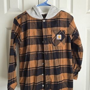 Carhartt Kids Long Sleeve Plaid Shirt - Black and Orange